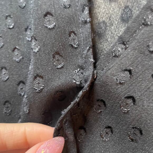 GUESS Sheer Black Longsleeve Wrap Top Polka Dot Small - Picture 3 of 5